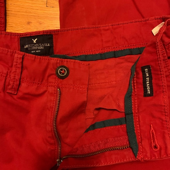 American Eagle Red Chino Pants W32 L34 - Picture 5 of 7